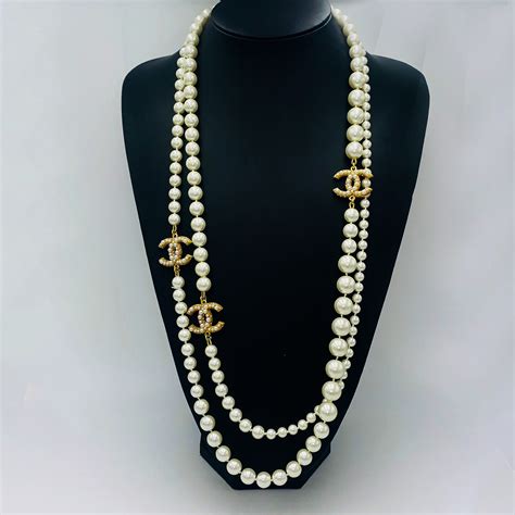 chanel long pearl necklace dupe|chanel pearl long strand necklaces.